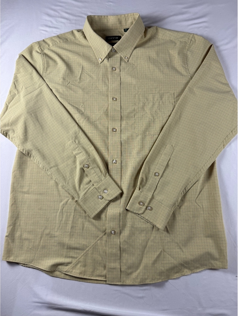 Orvis Ultra-Light Active Fit Tall Men's Dress Shirt XL Beige